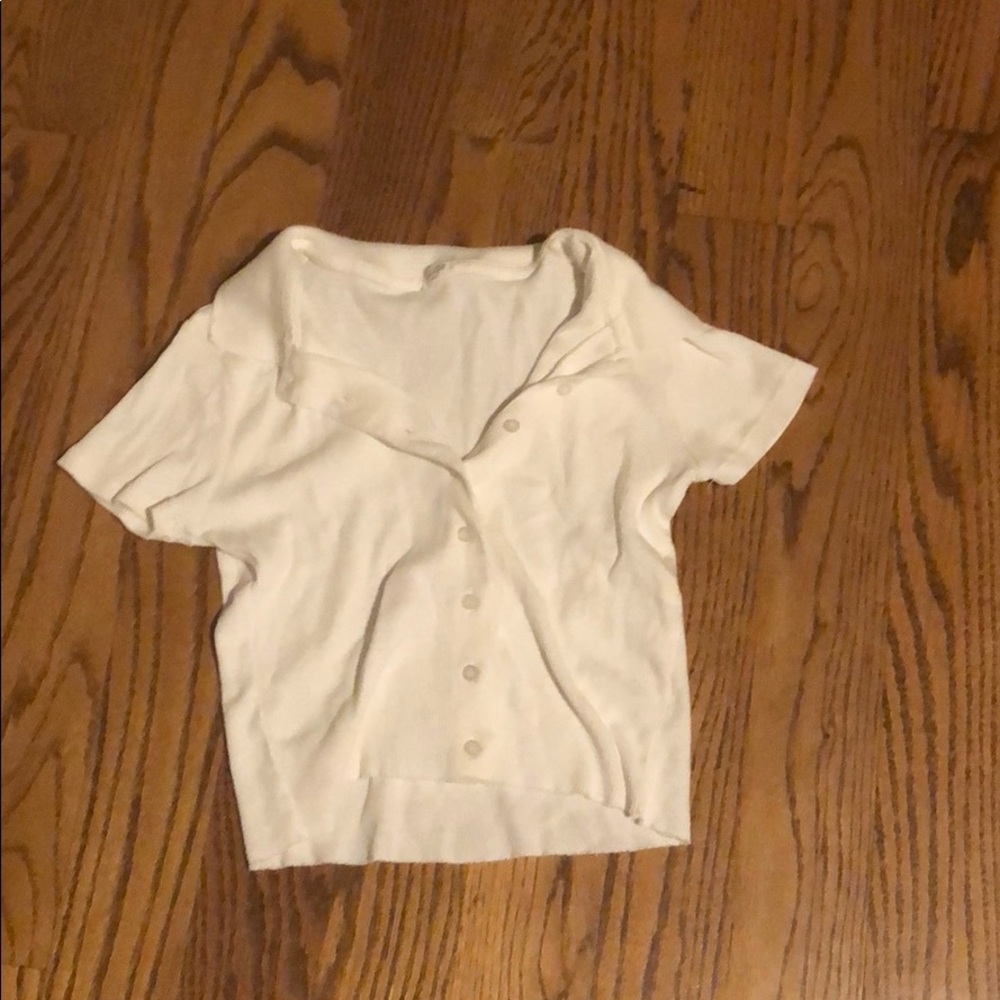 white button down crop top